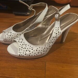 Elegant White Peep-Toe Heels